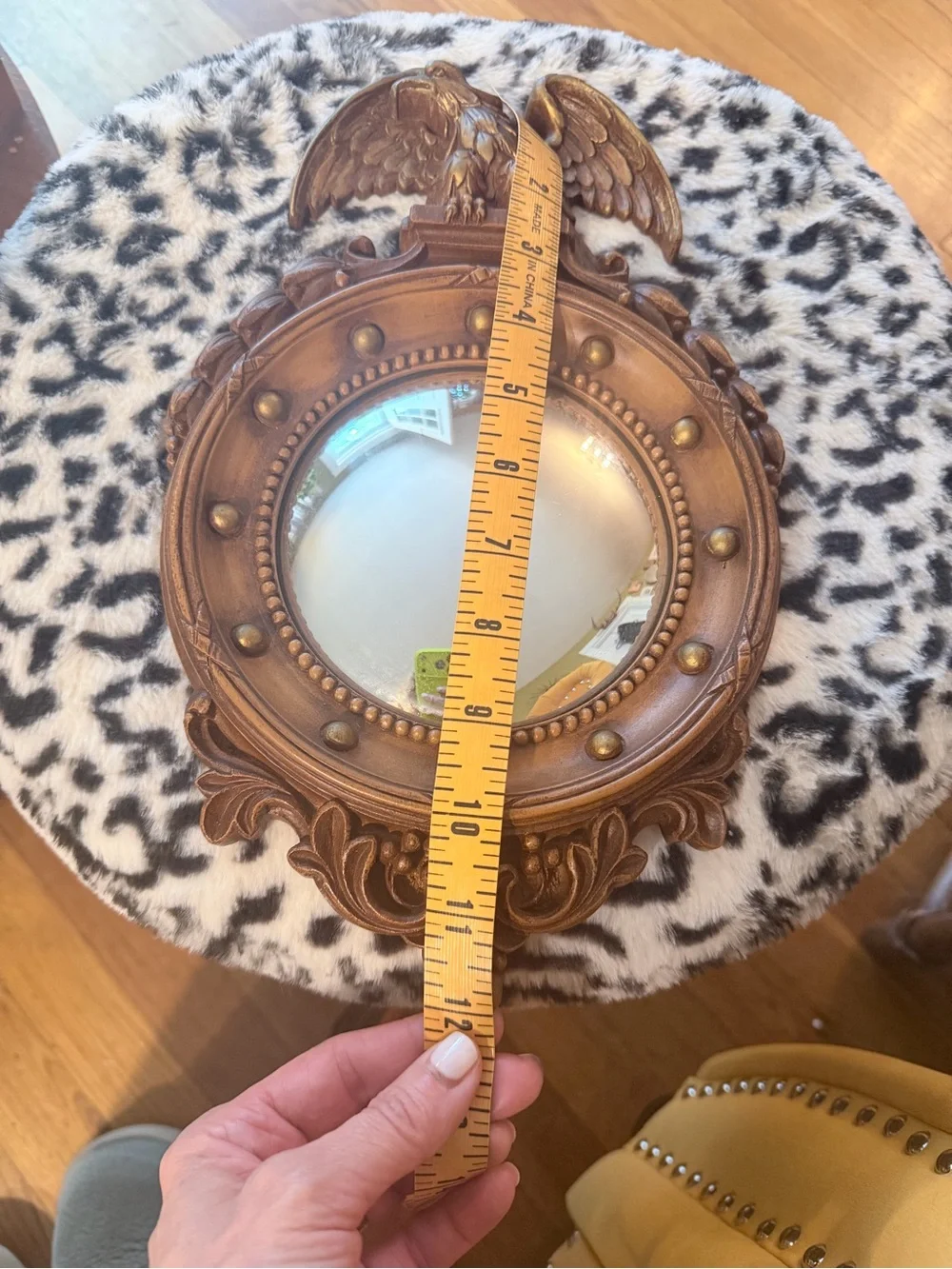 Vintage Gold Eagle Convex Wall Mirror